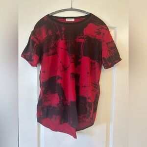 NWOT KLIEGOU Mens Hipster Hip Hop Round Hemline Pattern Print T Shirt